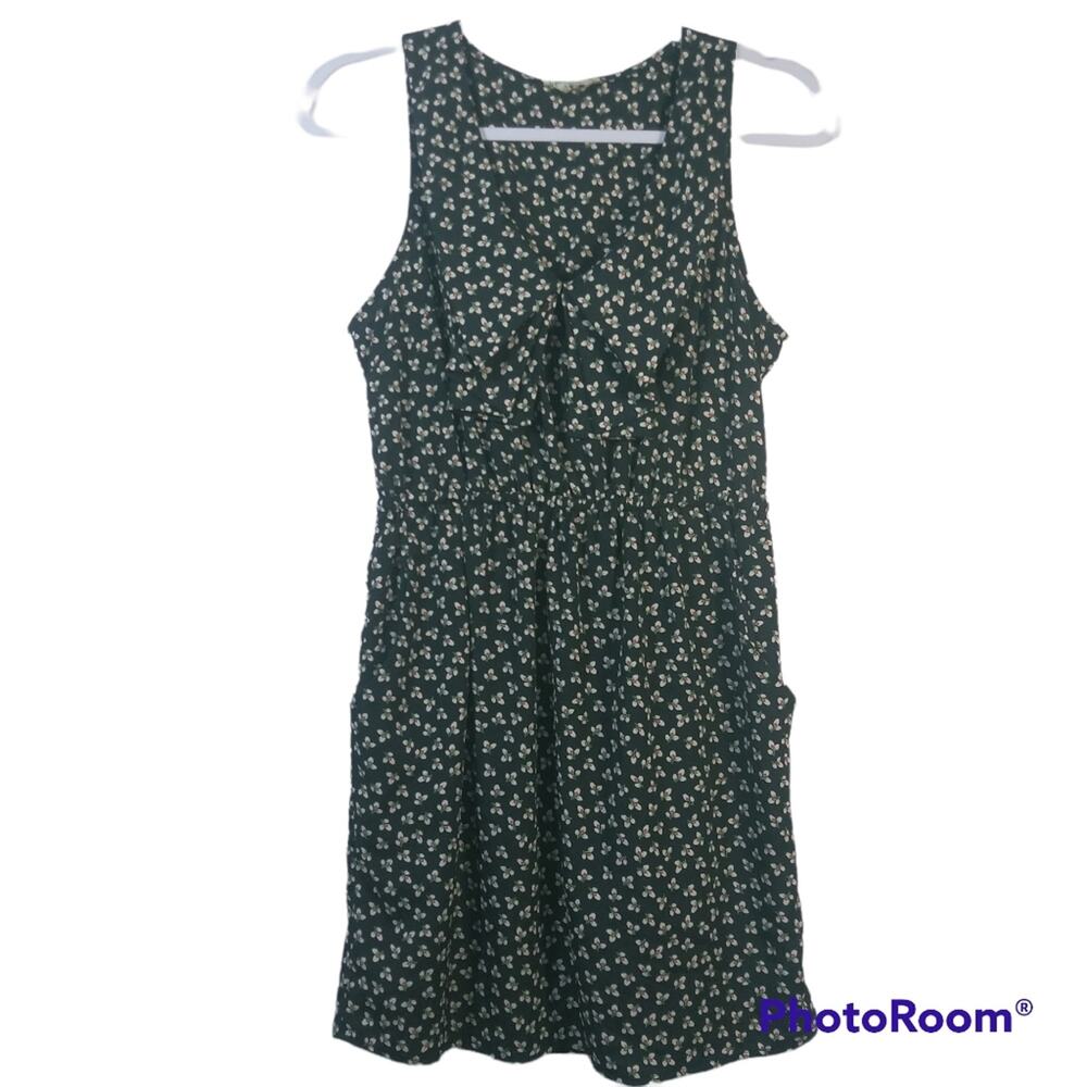 Ventti Black Sleeveless Dress Floral Print With Pockets Size L